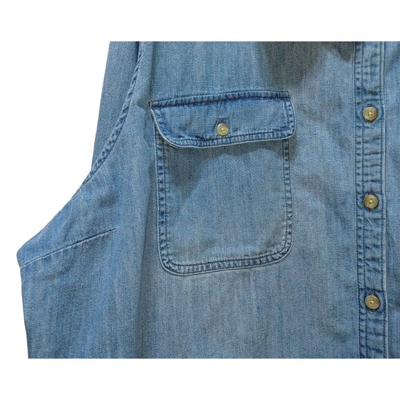 LL Bean Womens Plus Size 3X Denim Chambray Long Sleeve Shirt Heritage Americana - Picture 3 of 9